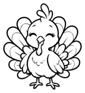 Flash line drawing of a smiling cartoon turkey